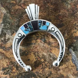 David Rosales Shalako Inlaid Sterling Silver Pendant Naja