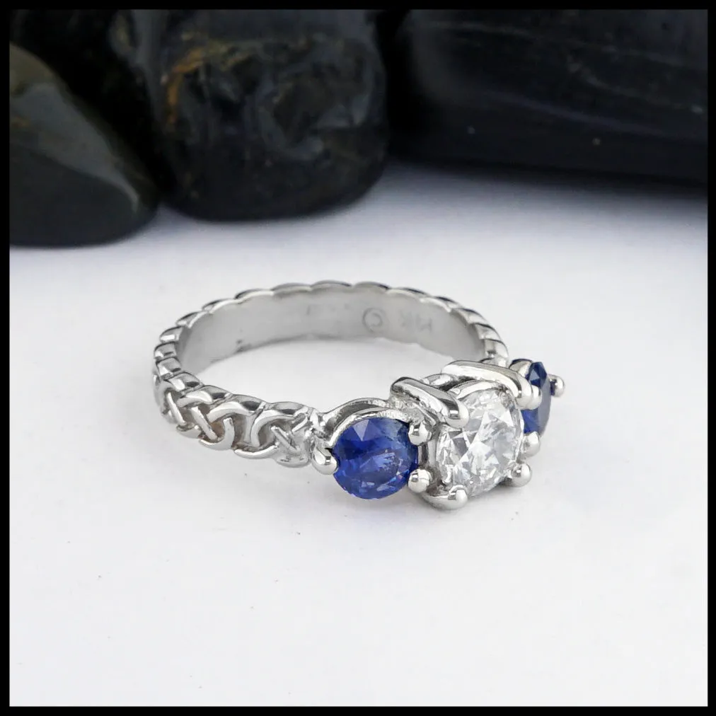 Diamond and Ceylon Sapphire Engagement Ring
