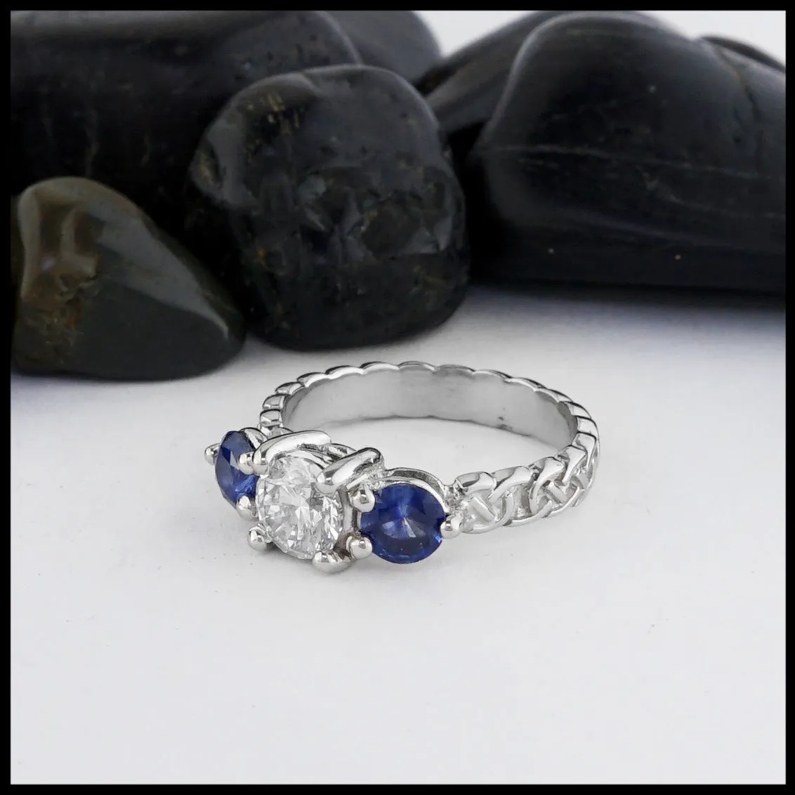 Diamond and Ceylon Sapphire Engagement Ring