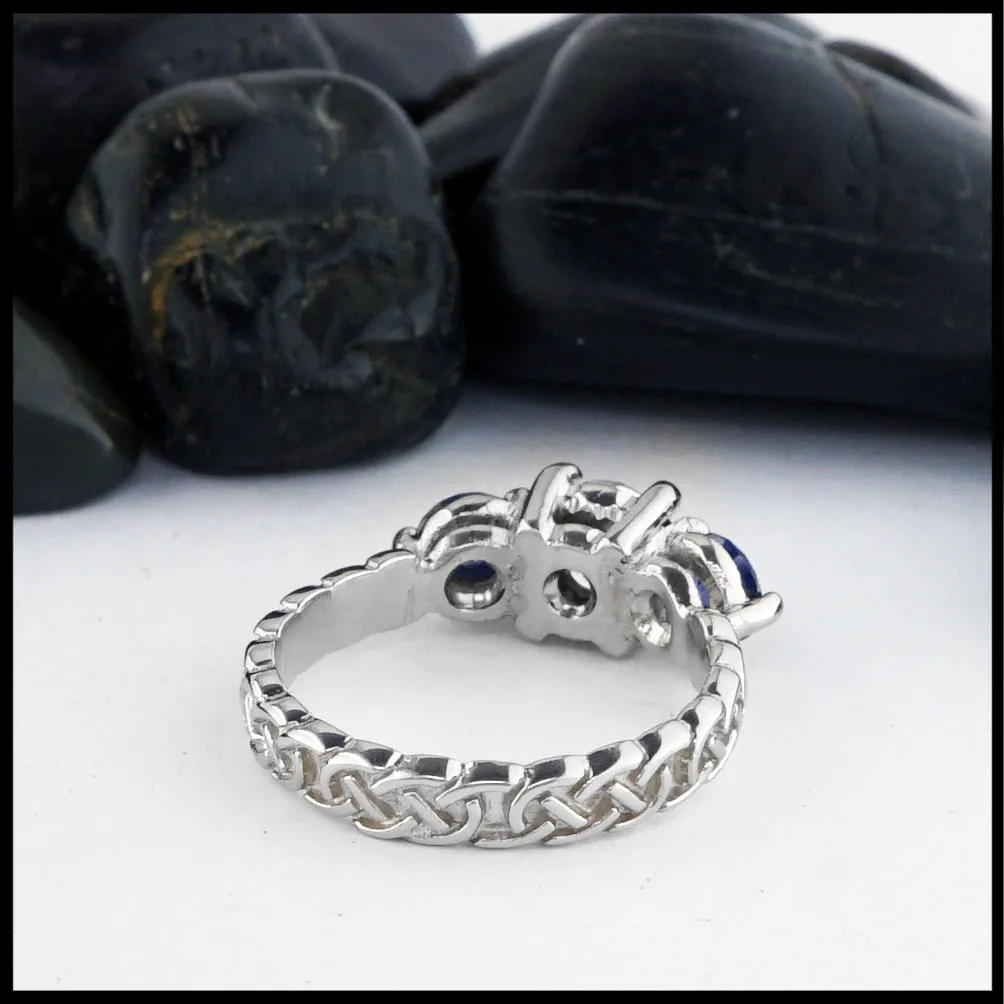 Diamond and Ceylon Sapphire Engagement Ring