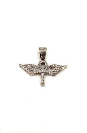 Diamond Ankh Pendant with Wings