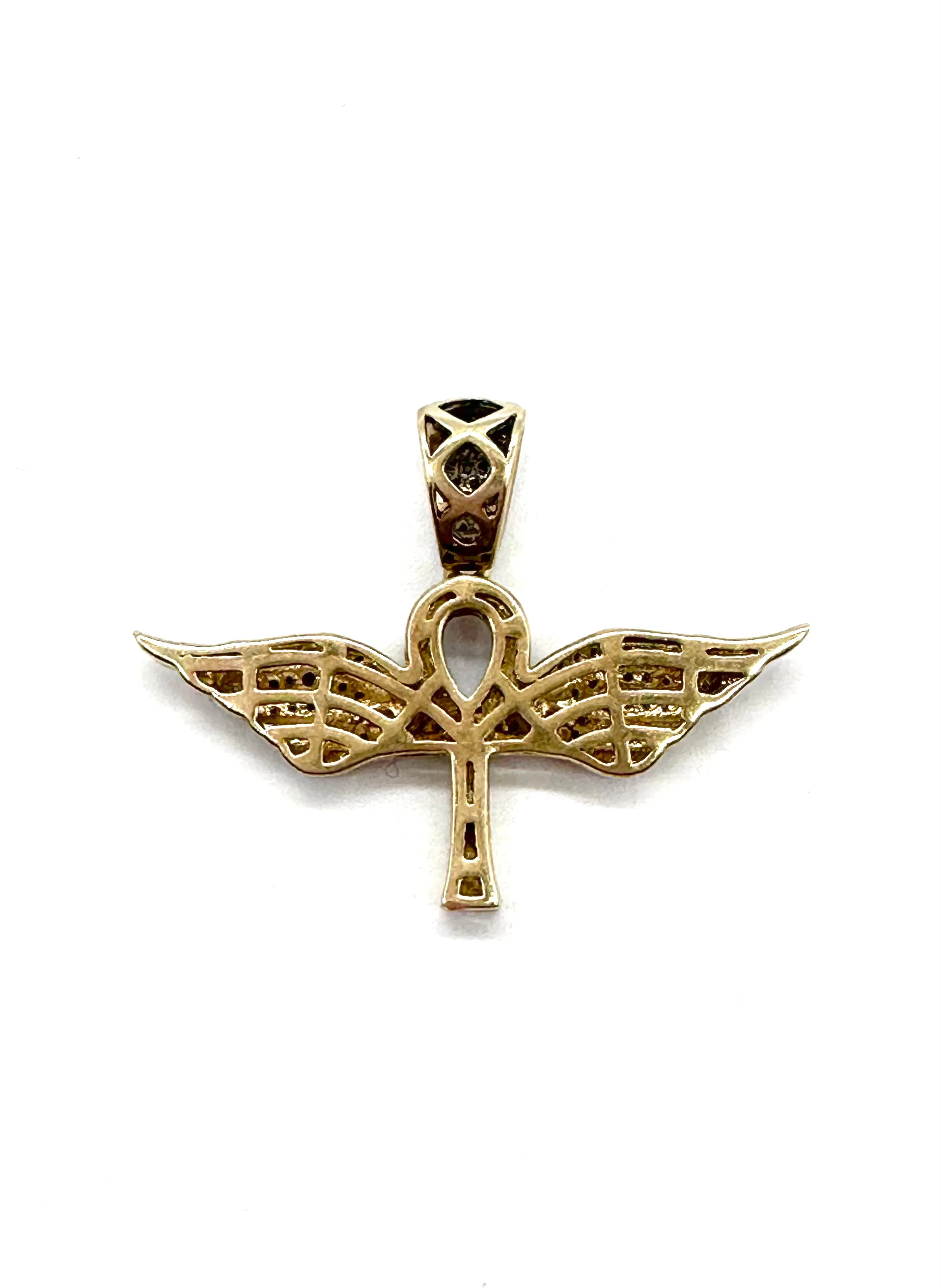 Diamond Ankh Pendant with Wings
