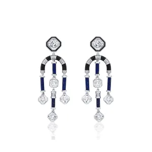 Digital Blue Chandelier Crystal Earrings
