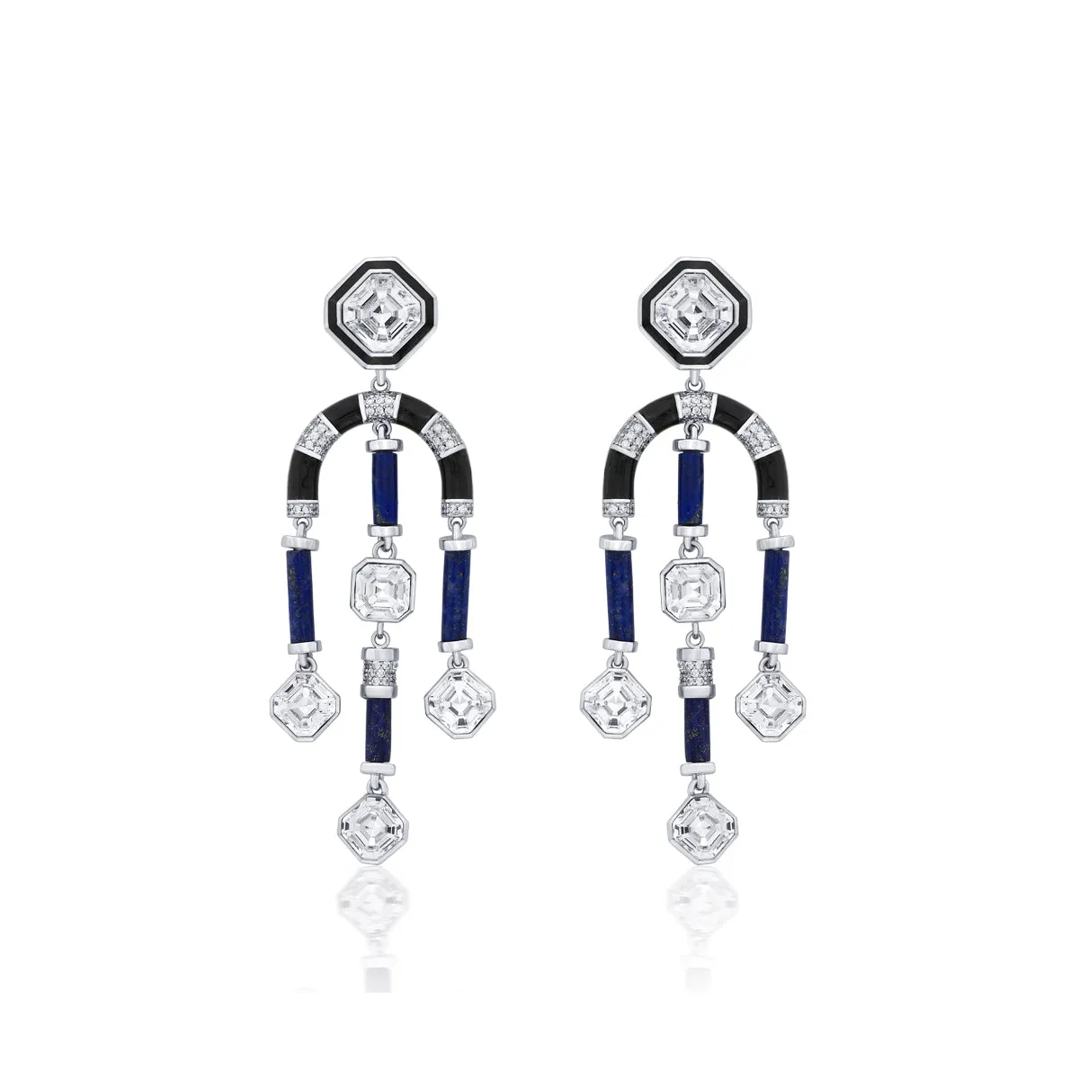 Digital Blue Chandelier Crystal Earrings