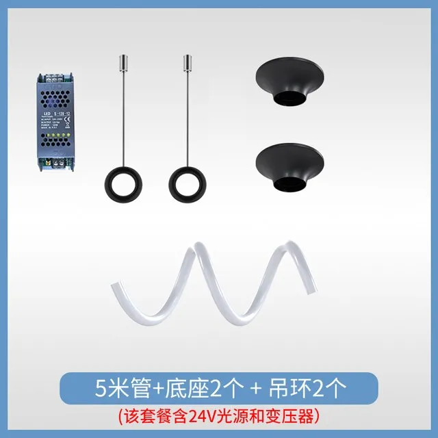 DIY Silicone Chandelier Ceiling Lamp Designer Creative Strip Restaurant Hanging Lamp Minimalist Art Silicone Hose Pendant Lamp