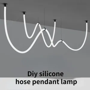 DIY Silicone Chandelier Ceiling Lamp Designer Creative Strip Restaurant Hanging Lamp Minimalist Art Silicone Hose Pendant Lamp