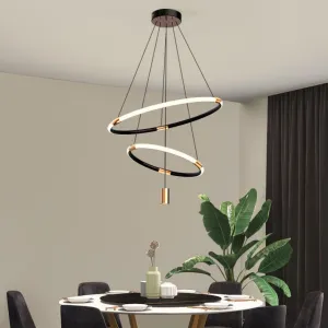 Draga Luxury Black and Gold double Ring LED Pendant Light