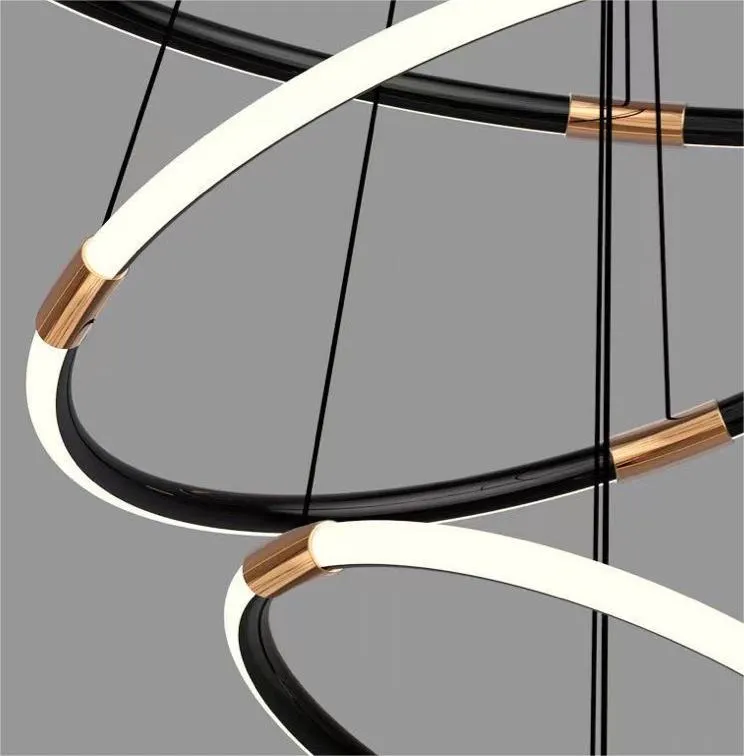 Draga Luxury Black and Gold double Ring LED Pendant Light