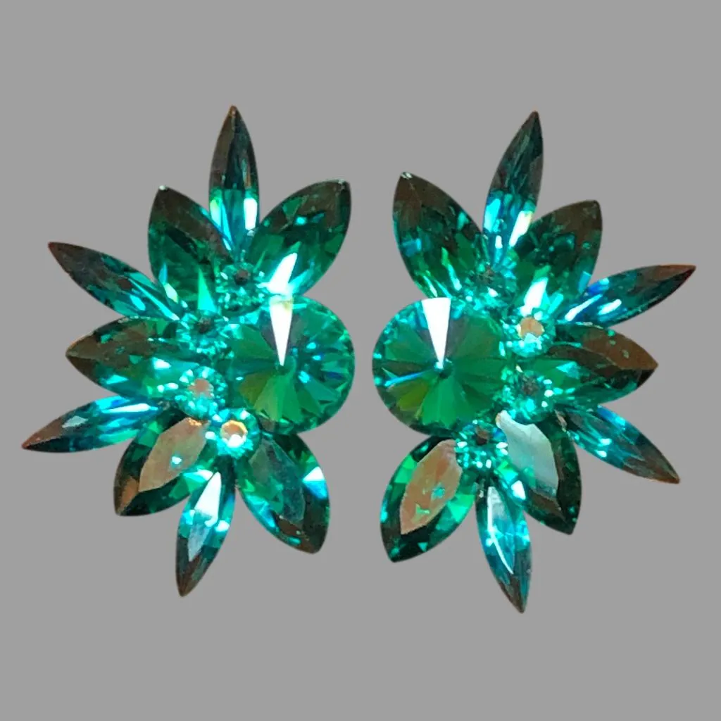 Earrings, Blue Zircon Rhinestones