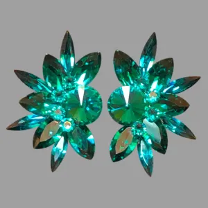 Earrings, Blue Zircon Rhinestones