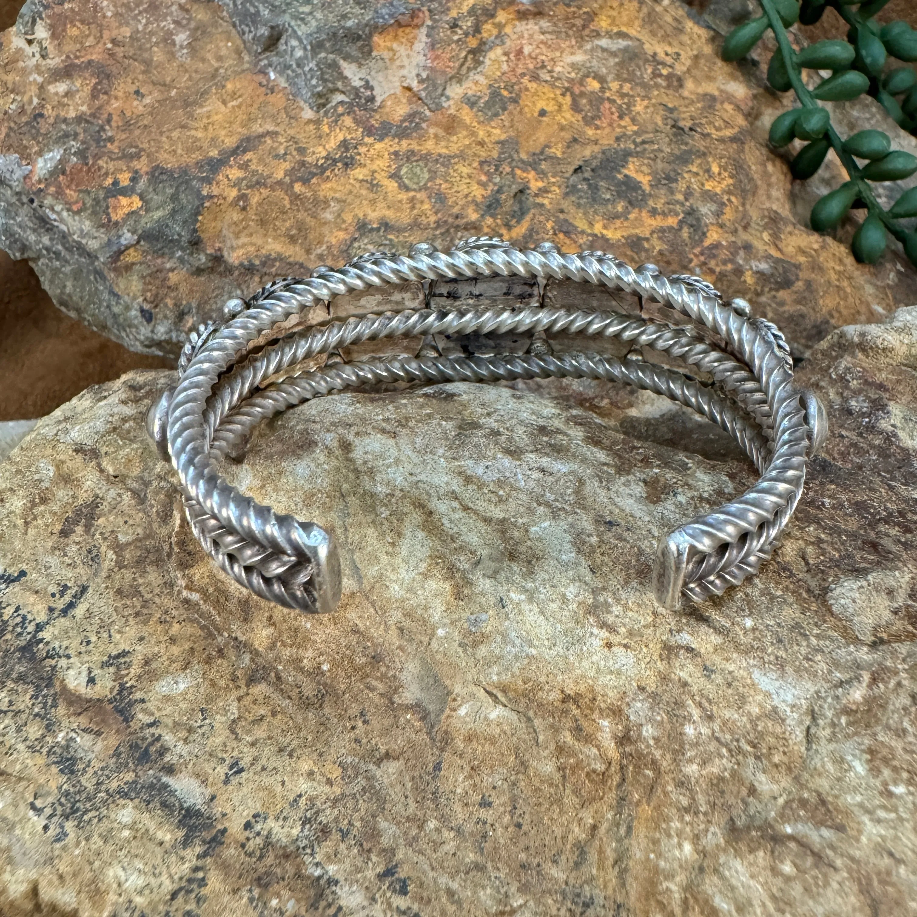 Estate Jewelry - Five-Stone Turquoise Sterling Silver Bracelet