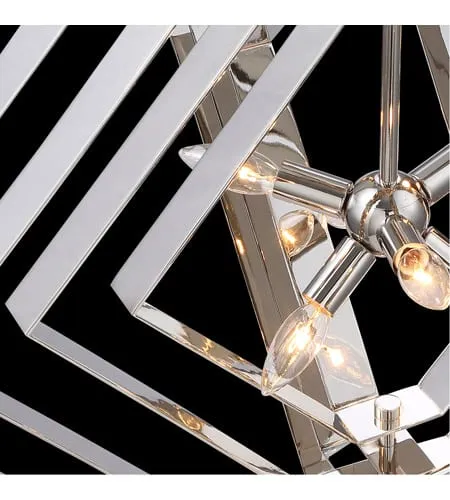 Eurofase Designs, Chrome Chandelier Ceiling Light, Downtown, Six-Light