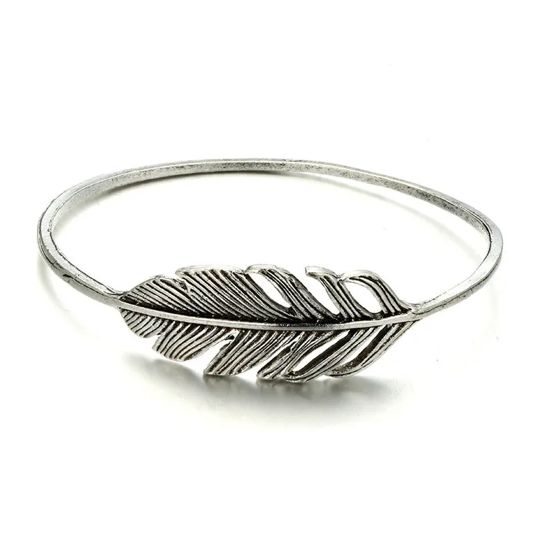 European and American cross-border jewelry New geometric smooth circle round map leaf bracelet bracelet three-piece
