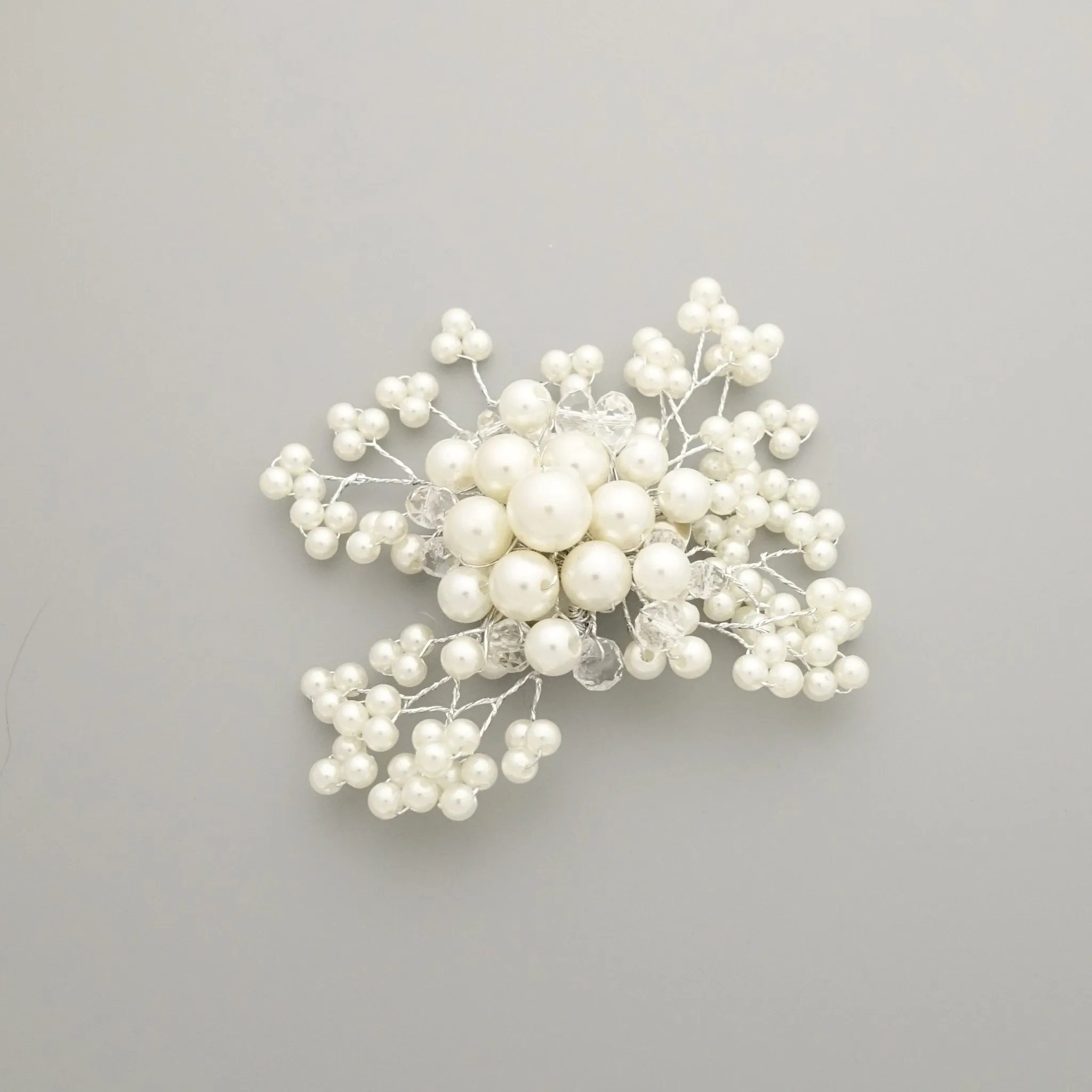 faux pearl acrylic ball glass stone decorated hair clip brooch dress hair comb