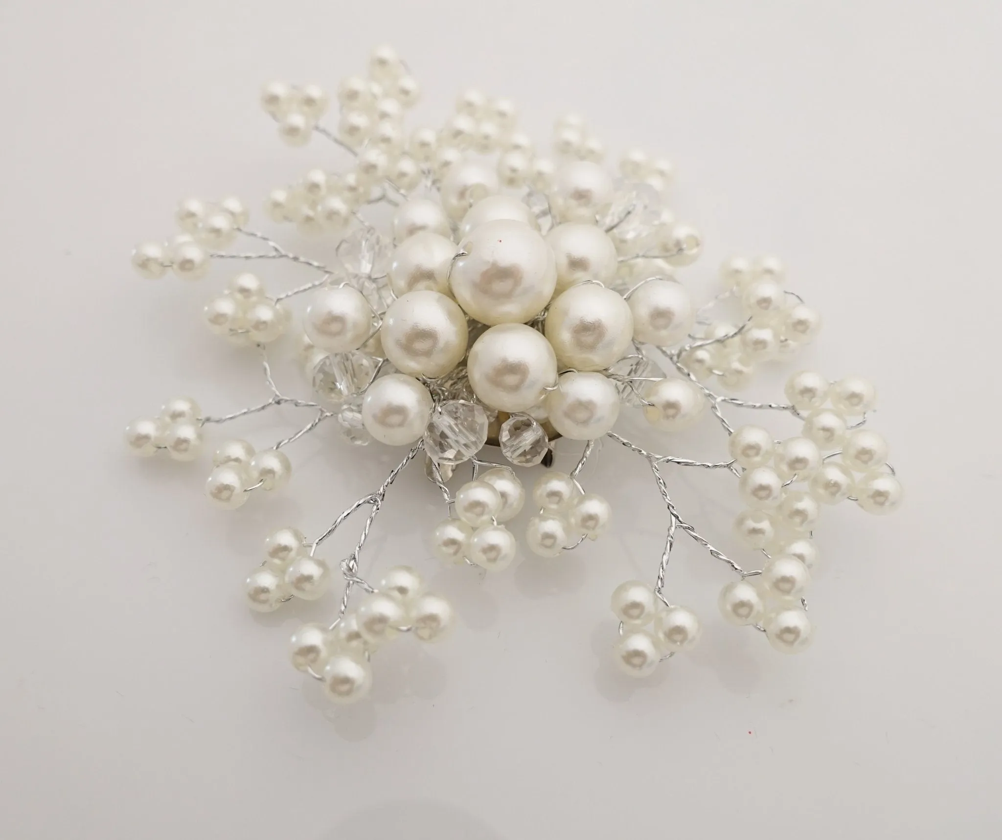 faux pearl acrylic ball glass stone decorated hair clip brooch dress hair comb