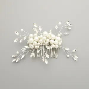 faux pearl acrylic ball glass stone decorated hair clip brooch dress hair comb