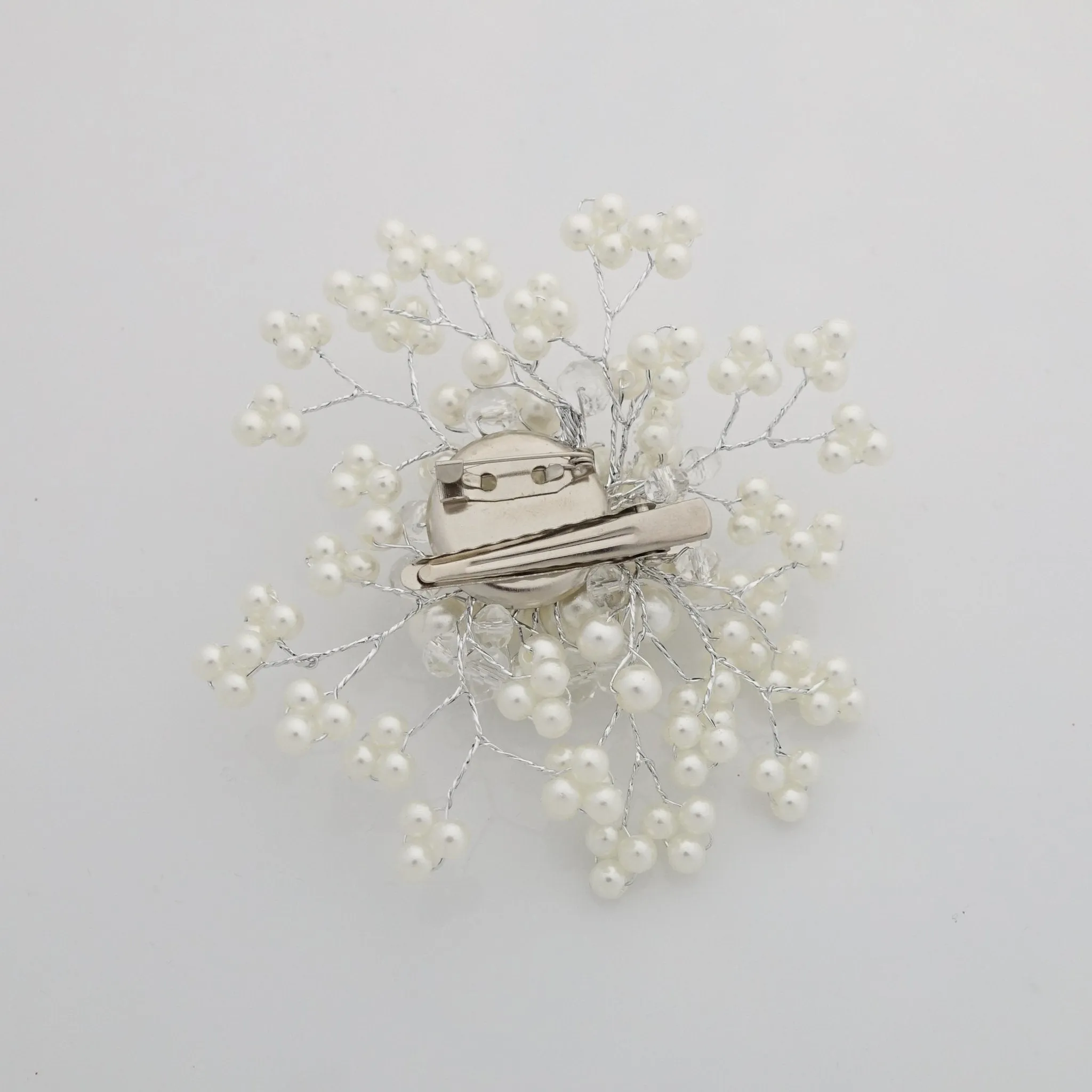 faux pearl acrylic ball glass stone decorated hair clip brooch dress hair comb