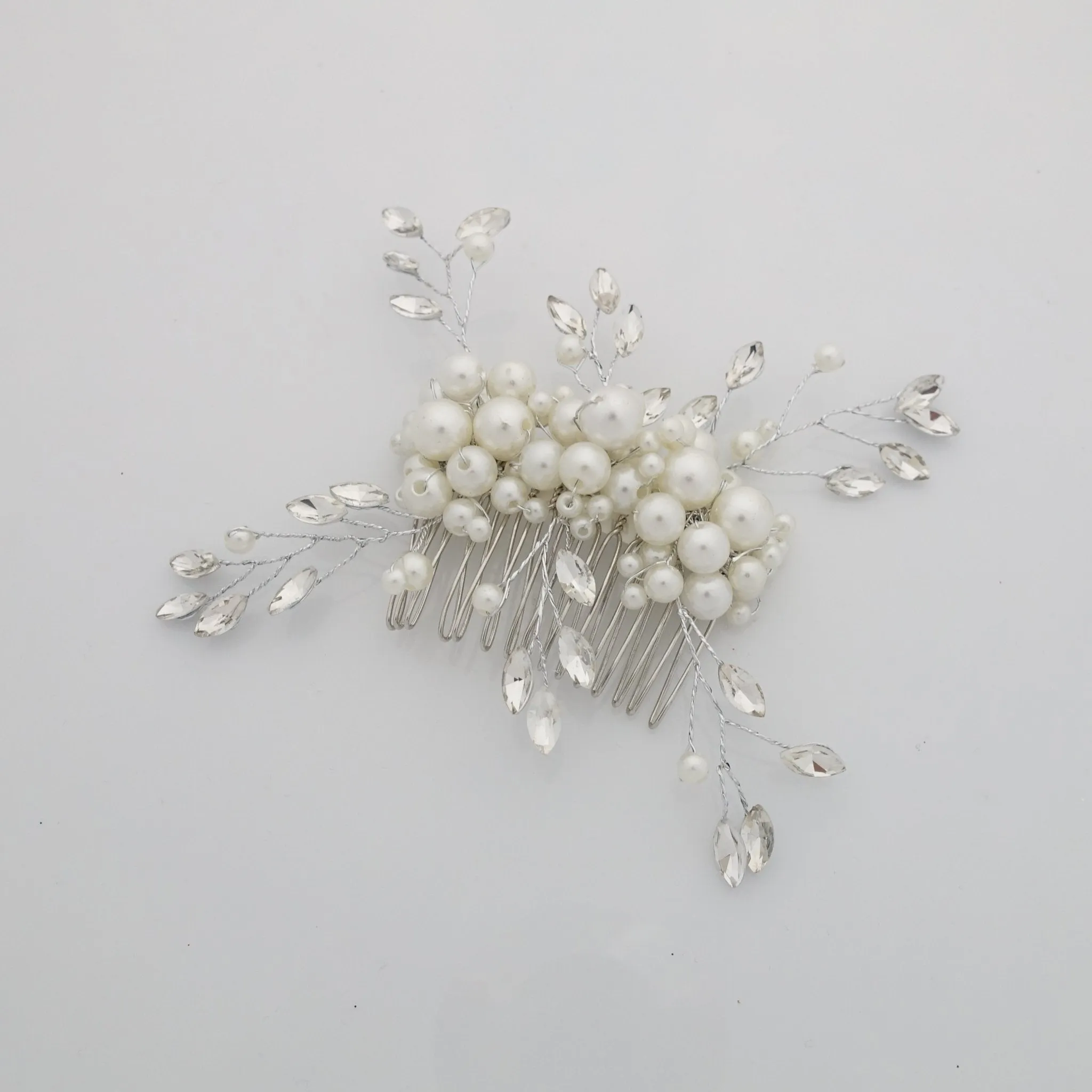 faux pearl acrylic ball glass stone decorated hair clip brooch dress hair comb