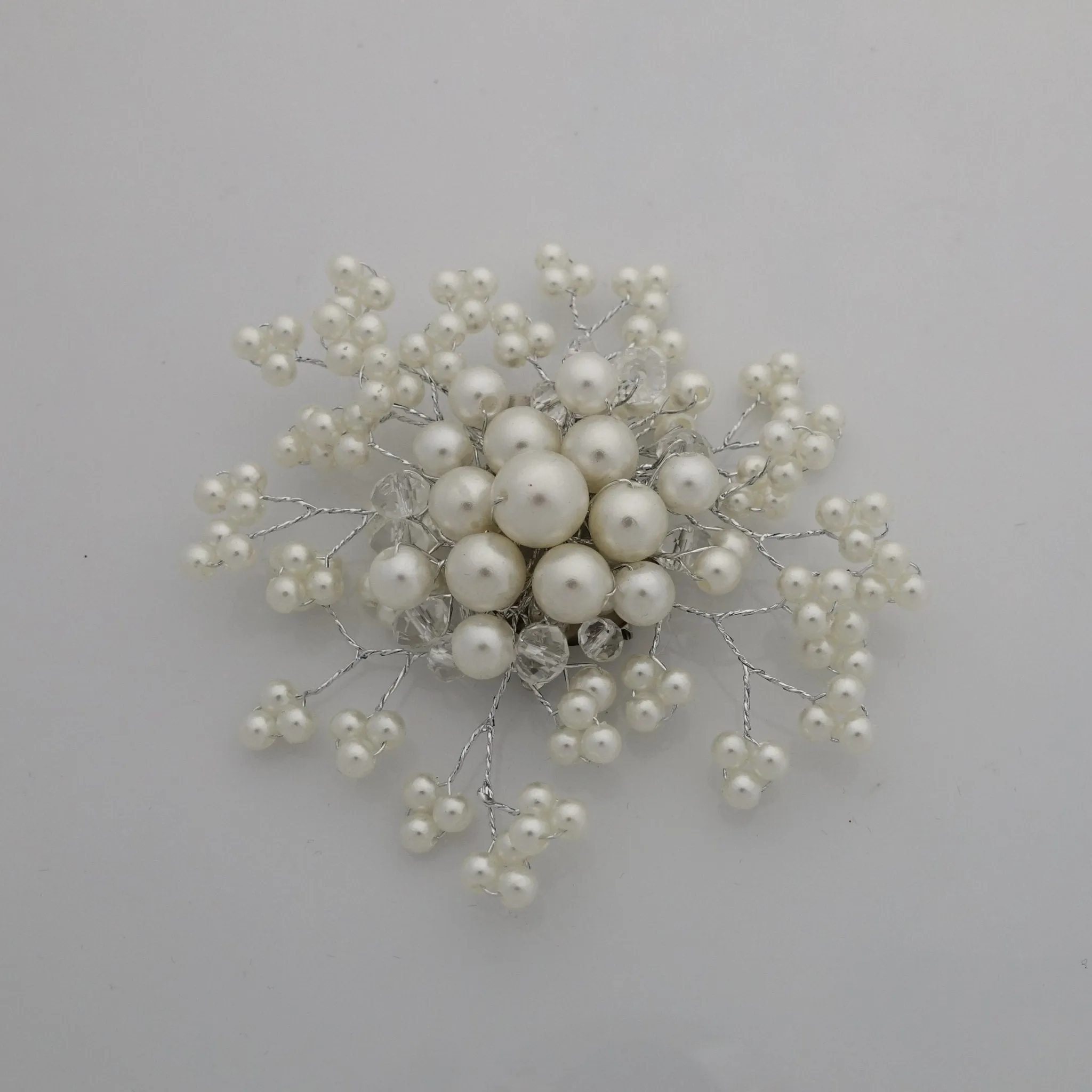 faux pearl acrylic ball glass stone decorated hair clip brooch dress hair comb