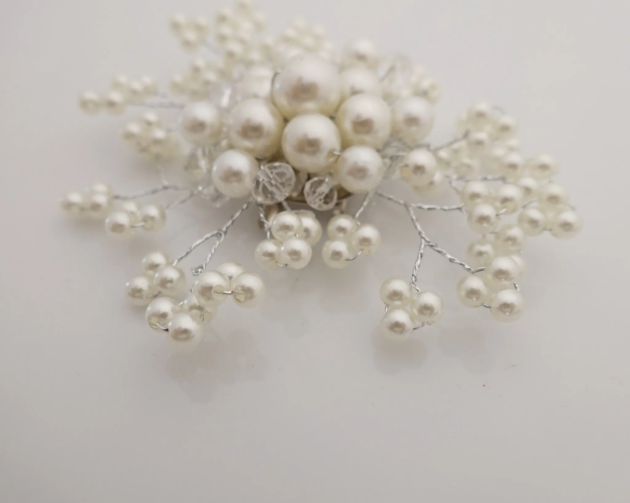 faux pearl acrylic ball glass stone decorated hair clip brooch dress hair comb