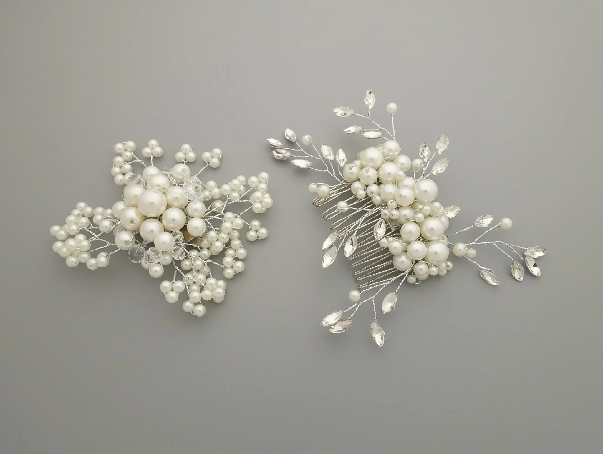 faux pearl acrylic ball glass stone decorated hair clip brooch dress hair comb