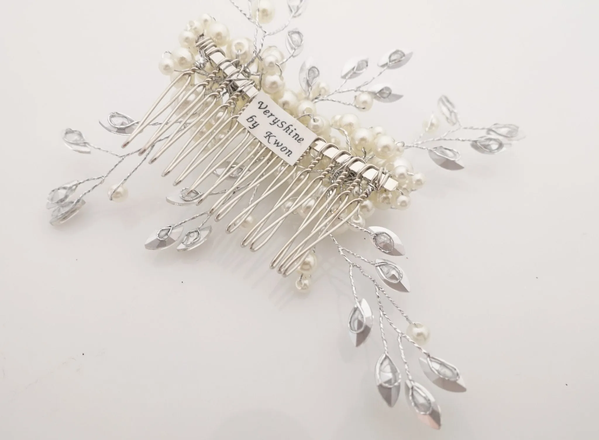 faux pearl acrylic ball glass stone decorated hair clip brooch dress hair comb