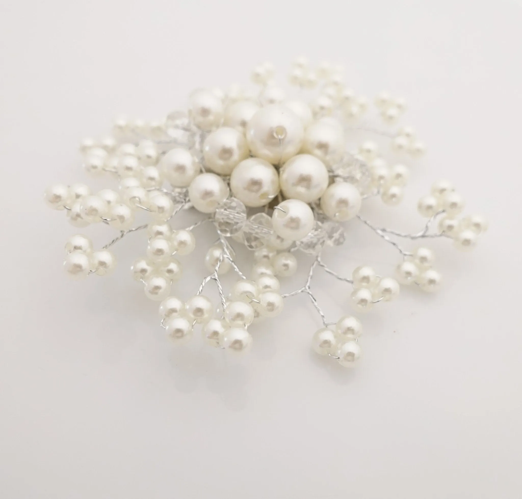 faux pearl acrylic ball glass stone decorated hair clip brooch dress hair comb