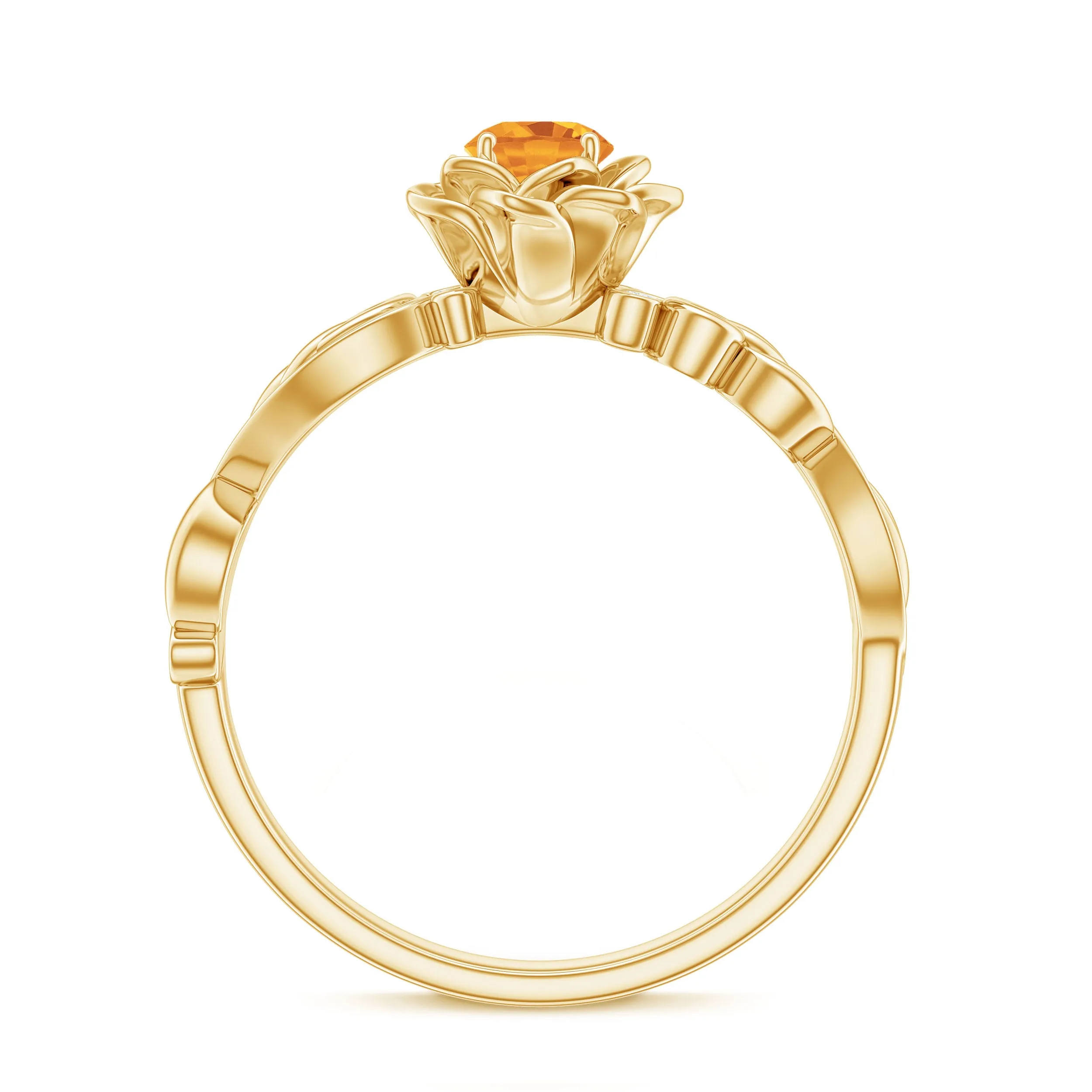 Flower Inspired Natural Citrine and Diamond Engagement Ring