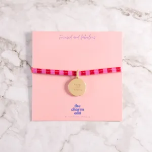 Focused and Fabulous Charm Tie Bracelet