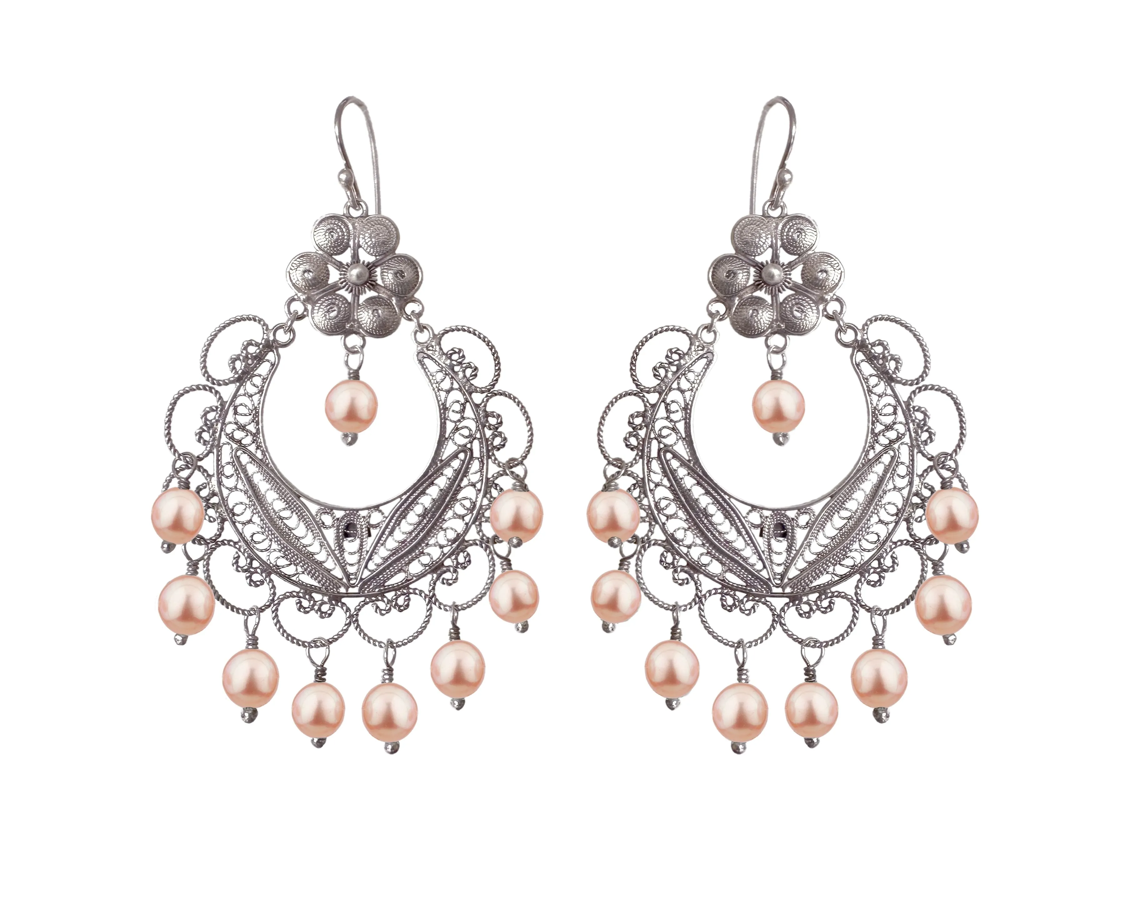 Frida Chandelier Earrings - Pink Pearls