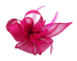 Fuchsia Pink Loop Bow Hair Clip Fascinator