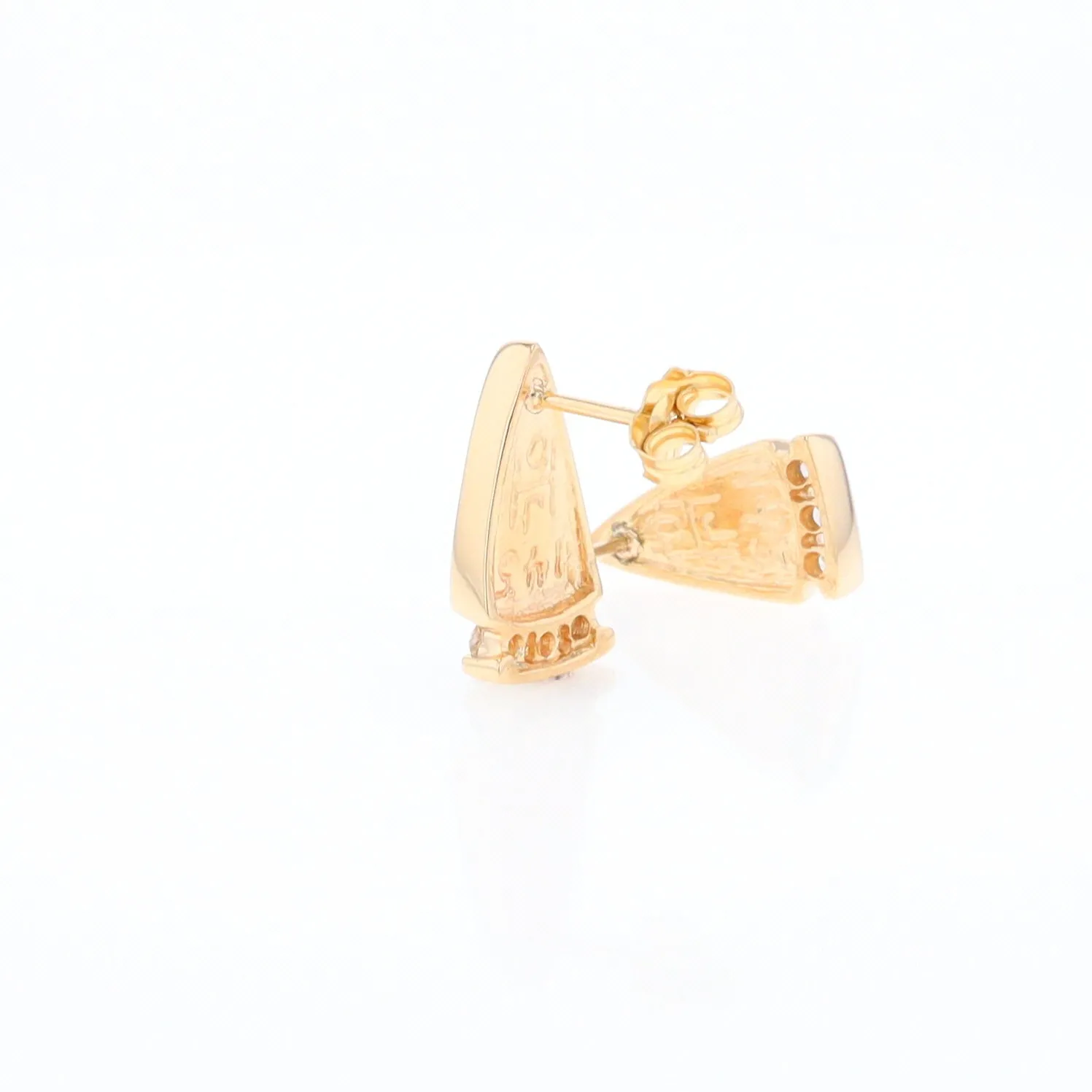 G1 Gold Quartz Earrings Triangle Shape Inlaid Design with .12ctw Diamonds