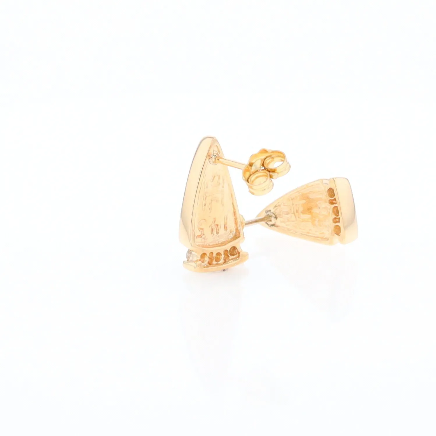 G1 Gold Quartz Earrings Triangle Shape Inlaid Design with .12ctw Diamonds