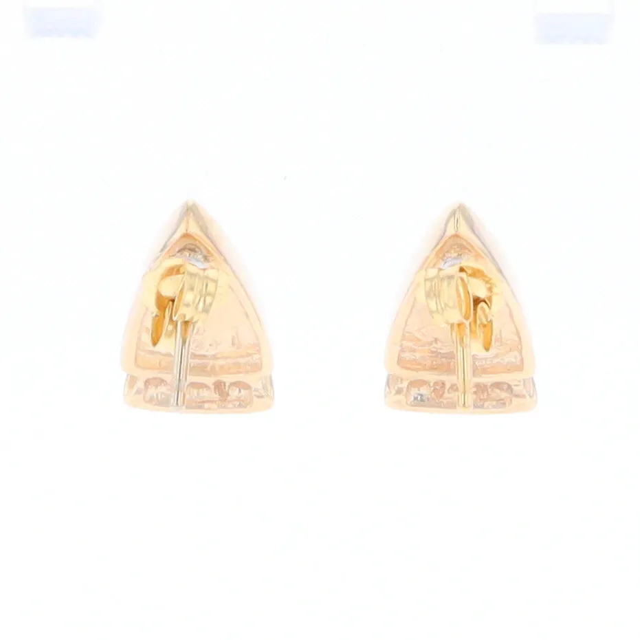G1 Gold Quartz Earrings Triangle Shape Inlaid Design with .12ctw Diamonds