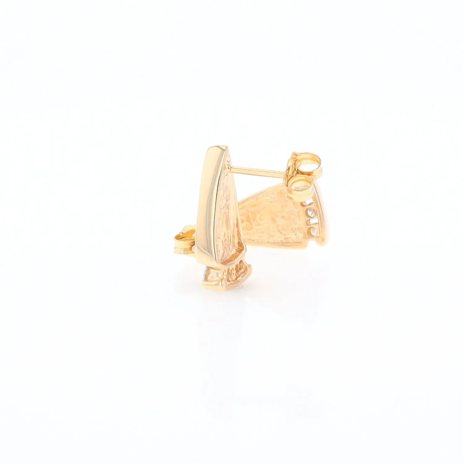 G1 Gold Quartz Earrings Triangle Shape Inlaid Design with .12ctw Diamonds