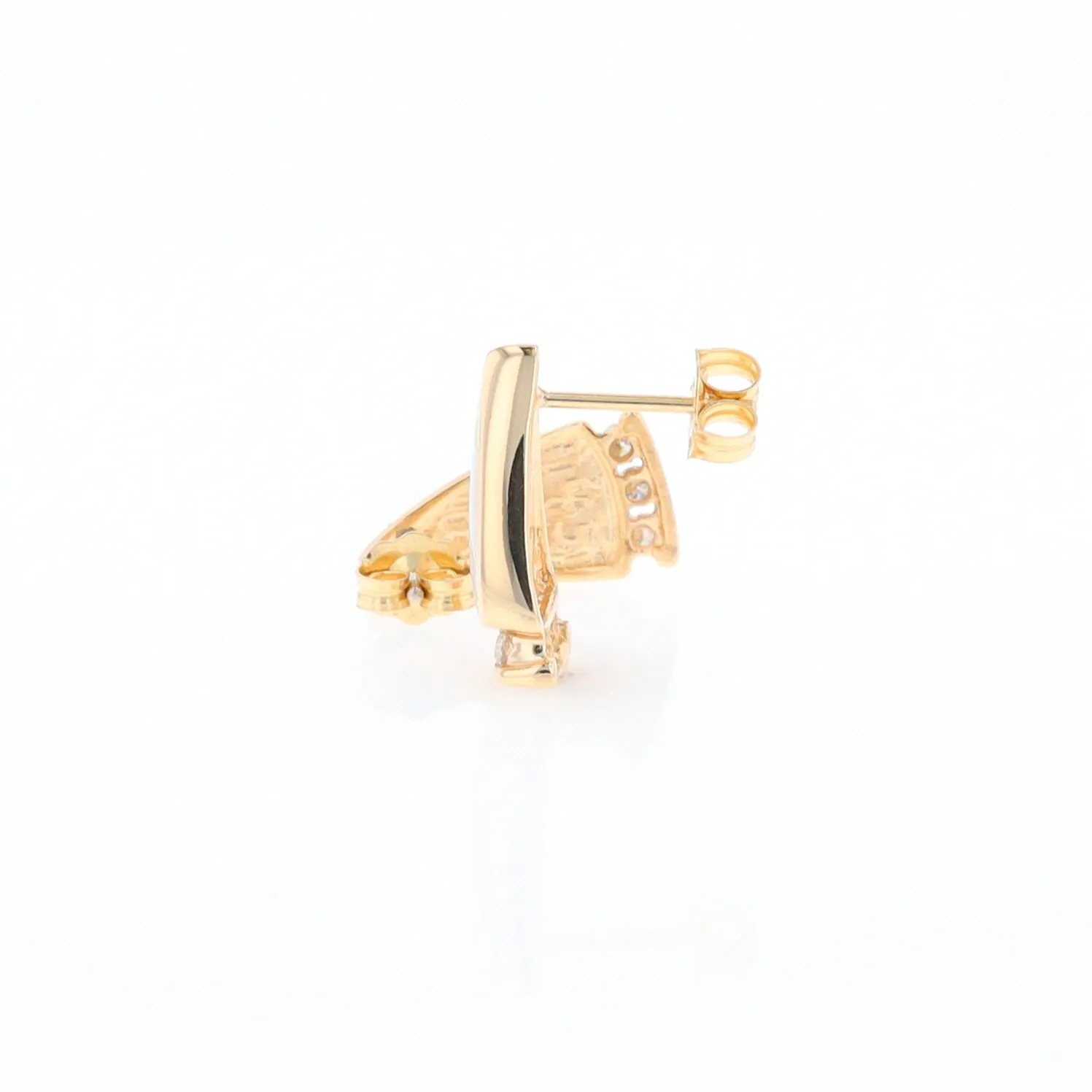 G1 Gold Quartz Earrings Triangle Shape Inlaid Design with .12ctw Diamonds