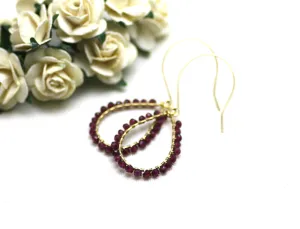 Garnet Wire Wrapped Teardrop Earrings