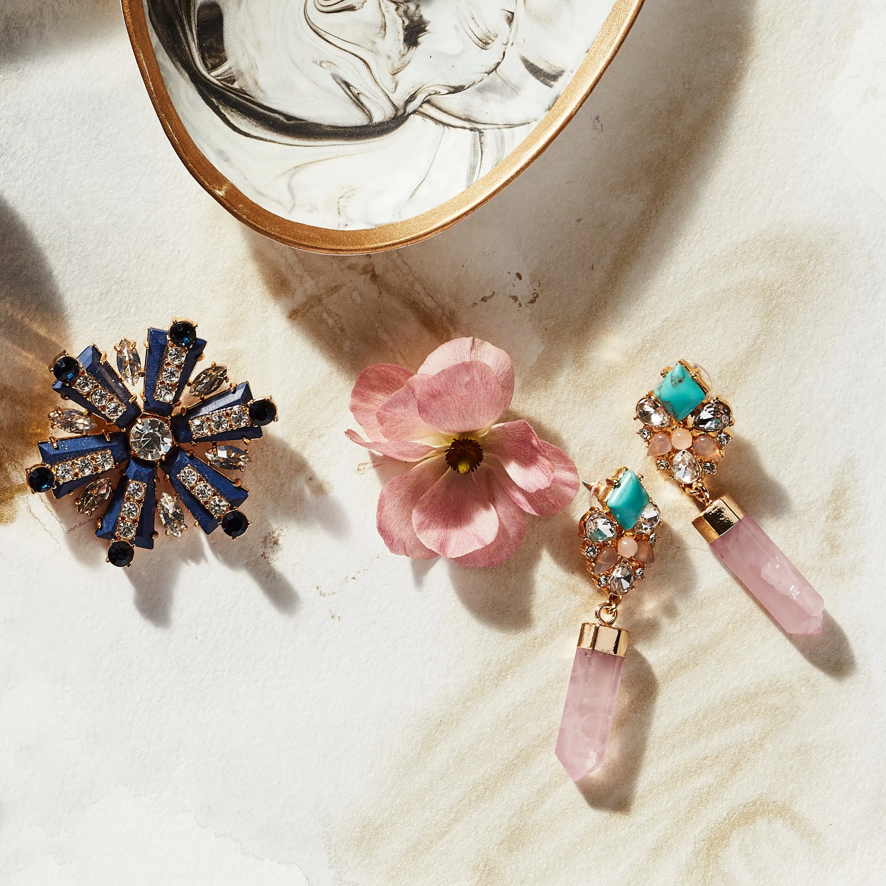 Gem quartz earrings