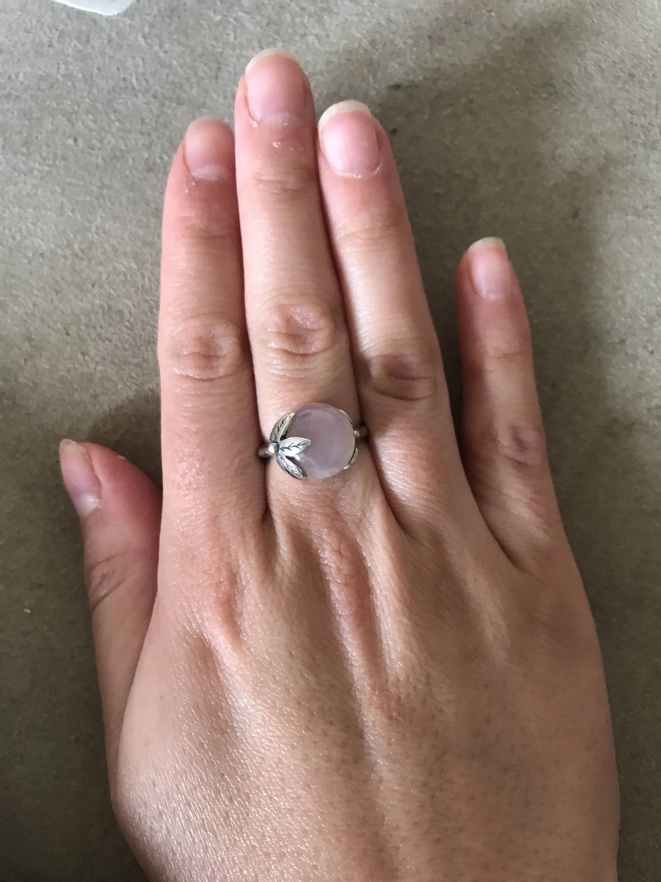 Genuine Rose Quartz Ring - Pink Ball Ring - Vintage Statement Ring