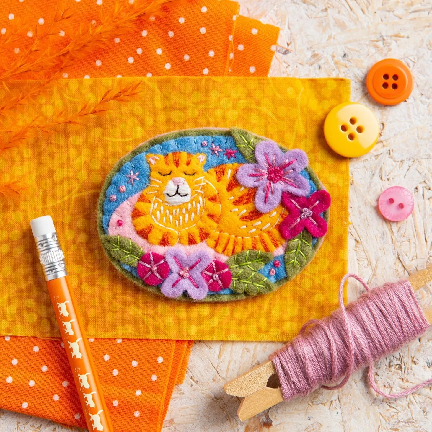 Ginger Cat Felt Craft Brooch Kit