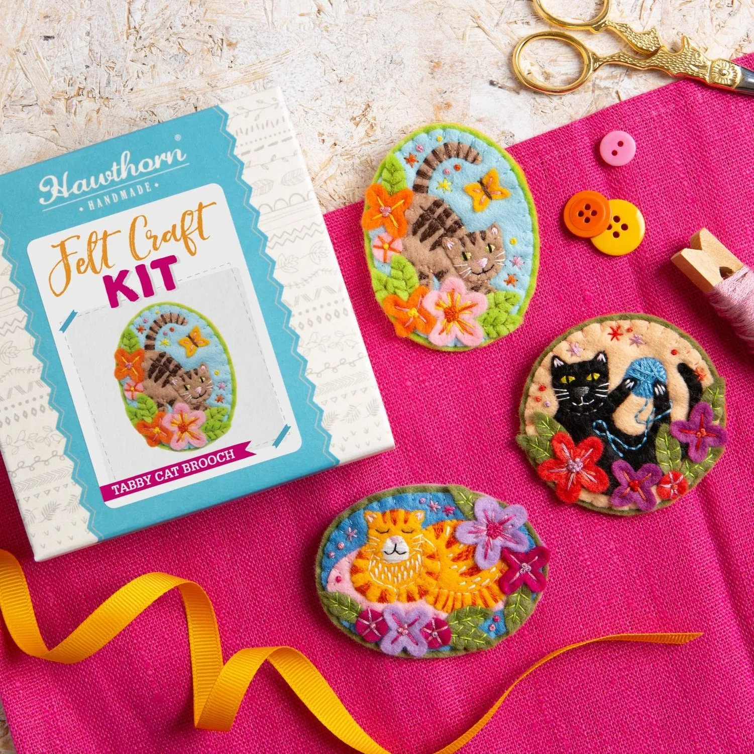 Ginger Cat Felt Craft Brooch Kit