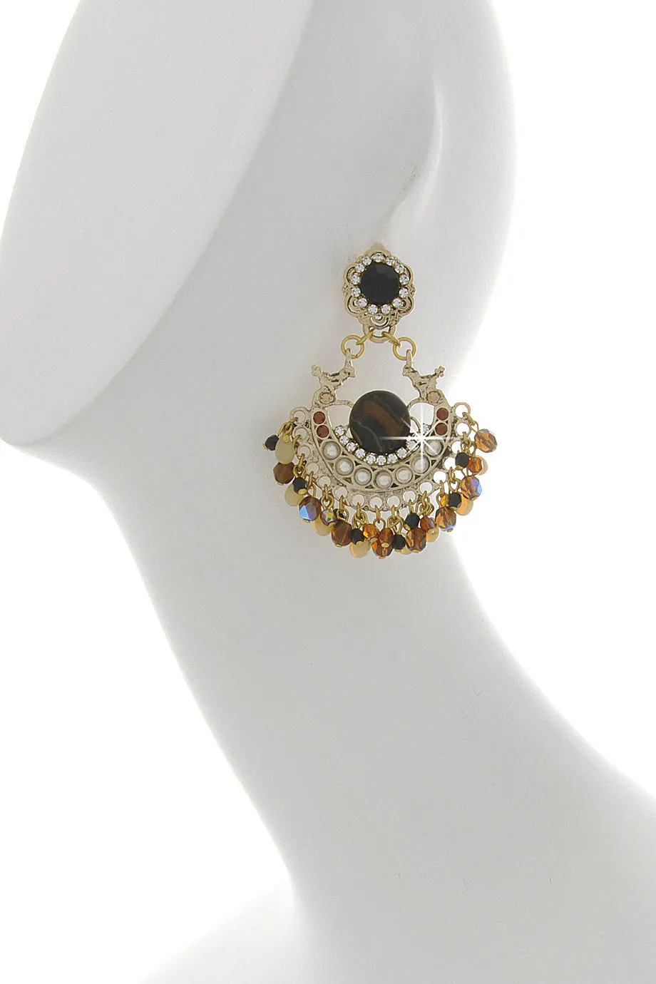 GIO BERNARDES SHADOW Bronze Crystal Clip Earrings