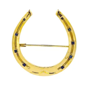 Gold & Sapphire Horse Shoe Brooch
