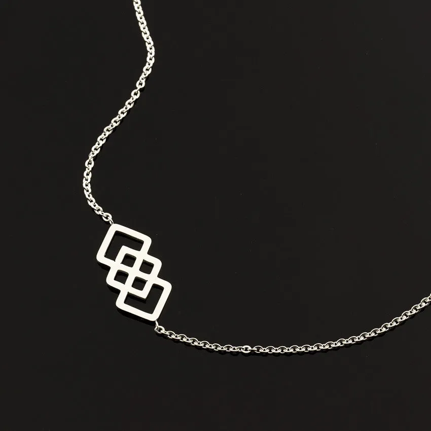 Gold And Silver Stainless Steel Web Geometric Square Bracelet