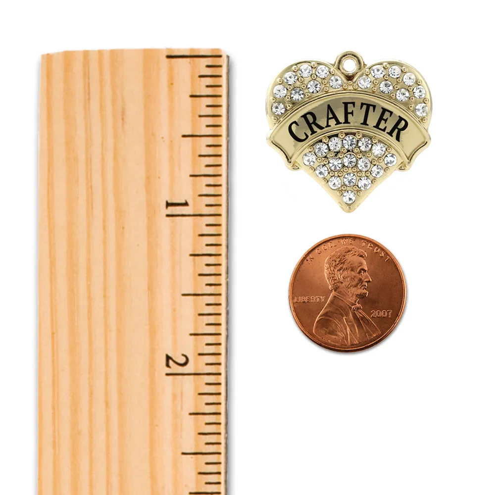 Gold Crafter Pave Heart Charm Toggle Bracelet