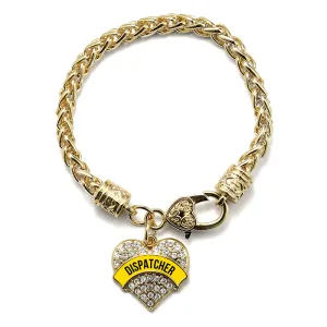 Gold Dispatcher Pave Heart Charm Braided Bracelet