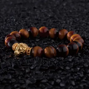 Gold Lion Bracelet with Tiger Eye
