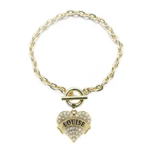 Gold Louise Pave Heart Charm Toggle Bracelet