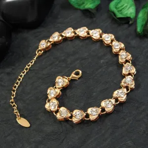 Gold Plated Heart Linked Cubic Zirconia Bracelate