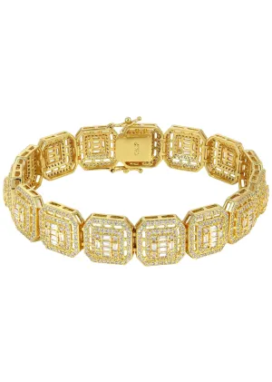 Gold Plated Iced Out Square Cluster Bracelet